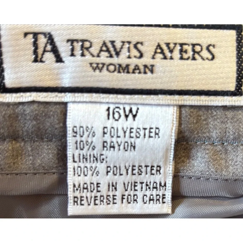 Travis Ayers Woman Gray Pinstripe‎ Pencil Skirt Size 16W Lined Work Office Wear